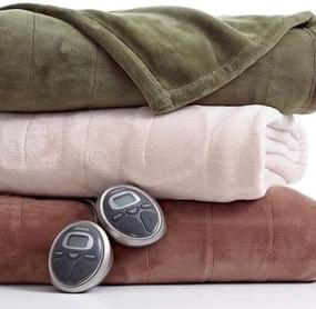 img 3 attached to 🔥 Cozy Up with Sunbeam Slumber Rest Velvet Plush Mushroom (Beige) Full Heated Blanket - Stay Warm in Style!
