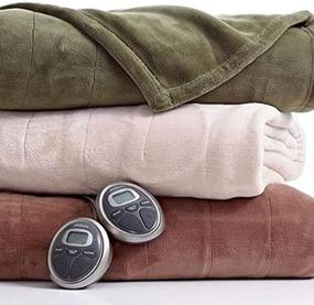 img 1 attached to 🔥 Cozy Up with Sunbeam Slumber Rest Velvet Plush Mushroom (Beige) Full Heated Blanket - Stay Warm in Style!