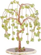 🌳 enhance wealth and luck: mookaitedecor peridot crystal tree tumbled stones on geode agate slices base - 5.7"-6.7" money tree decoration логотип