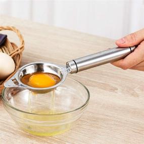 img 2 attached to 🥚 Stainless Steel Egg Separator - Kitchen Gadgets Baking Tools - Yolk Remover, Egg Divider, Yoke Separators - Premium Egg White Yolk Separator with Egg Filter