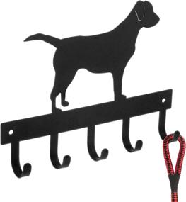 img 3 attached to 🔑 Wall-Mounted Key Rack Organizer and Leash Holder with 5-Hooks featuring a Labrador Silhouette in Black Metal - by MyGift