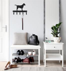 img 2 attached to 🔑 Wall-Mounted Key Rack Organizer and Leash Holder with 5-Hooks featuring a Labrador Silhouette in Black Metal - by MyGift