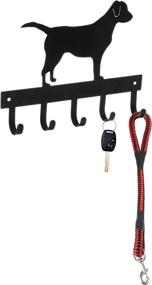 img 1 attached to 🔑 Wall-Mounted Key Rack Organizer and Leash Holder with 5-Hooks featuring a Labrador Silhouette in Black Metal - by MyGift