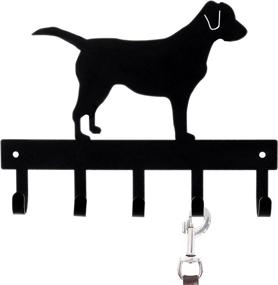 img 4 attached to 🔑 Wall-Mounted Key Rack Organizer and Leash Holder with 5-Hooks featuring a Labrador Silhouette in Black Metal - by MyGift