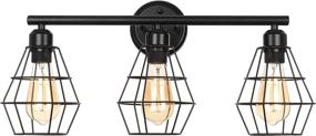 img 1 attached to 🔦 BAYCHEER Industrial Tapered Shade Wall Sconce: Vintage Vanity Lighting Fixtures for Bathroom, Dressing Room, Bedroom - 3 Lights, Farmhouse Style, Black