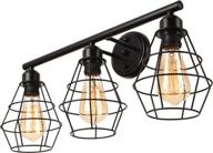 🔦 baycheer industrial tapered shade wall sconce: vintage vanity lighting fixtures for bathroom, dressing room, bedroom - 3 lights, farmhouse style, black логотип