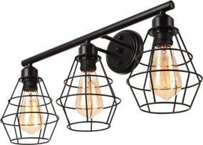 img 4 attached to 🔦 BAYCHEER Industrial Tapered Shade Wall Sconce: Vintage Vanity Lighting Fixtures for Bathroom, Dressing Room, Bedroom - 3 Lights, Farmhouse Style, Black