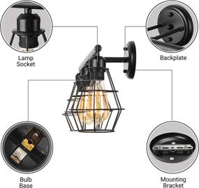 img 3 attached to 🔦 BAYCHEER Industrial Tapered Shade Wall Sconce: Vintage Vanity Lighting Fixtures for Bathroom, Dressing Room, Bedroom - 3 Lights, Farmhouse Style, Black