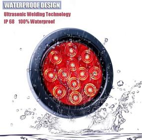 img 1 attached to 🚦 LivTee Waterproof 4" Round Red LED Trailer Lights Tail Brake Stop Turn Parking Light Kit: Ideal for Boat Trailers, RVs, Jeeps, and Trucks - Includes Grommet and Plug - 2pcs