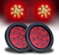 🚦 livtee waterproof 4" round red led trailer lights tail brake stop turn parking light kit: ideal for boat trailers, rvs, jeeps, and trucks - includes grommet and plug - 2pcs logo