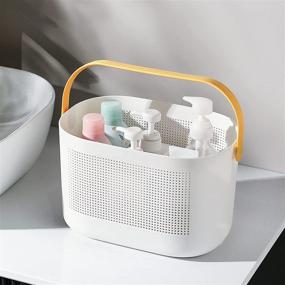 img 2 attached to 🗃️ Yellow Plastic Storage Baskets with Handles: Shower Caddy Shelf Organizers for Bathroom, Kitchen, Dorm Room - UUJOLY