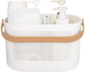 img 4 attached to 🗃️ Yellow Plastic Storage Baskets with Handles: Shower Caddy Shelf Organizers for Bathroom, Kitchen, Dorm Room - UUJOLY