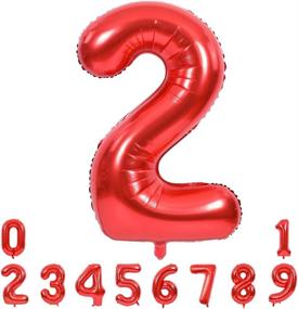 img 4 attached to 🎈 Red 40-Inch Large Number Balloons (0-9), Digit 2 Mylar Helium Balloons, Foil Birthday Party Anniversary Decorations