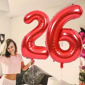 img 1 attached to 🎈 Red 40-Inch Large Number Balloons (0-9), Digit 2 Mylar Helium Balloons, Foil Birthday Party Anniversary Decorations