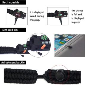 img 2 attached to 🏕️ daarcin Paracord Bracelet: Multi-functional Rechargeable Survival Wristband for Hiking, Camping, Fishing