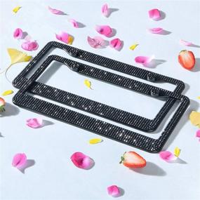 img 3 attached to Enhance Your Ride with 2 Pack Premium Stainless Steel Bling License Plate Frames - Featuring Handcrafted Black Crystal Design