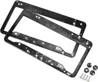 enhance your ride with 2 pack premium stainless steel bling license plate frames - featuring handcrafted black crystal design logo