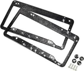 img 4 attached to Enhance Your Ride with 2 Pack Premium Stainless Steel Bling License Plate Frames - Featuring Handcrafted Black Crystal Design