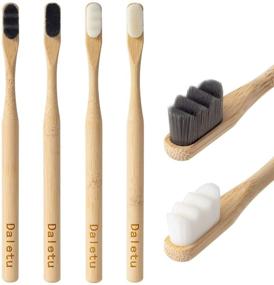 img 4 attached to 🪥 Зубная щетка из бамбука Daletu: биодеградируемые мягкие щетины, 4 штуки экологичные зубные щетки для чувствительных зубов и рецессии десен