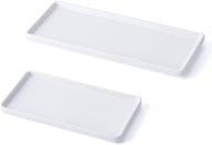 🛁 2 pack ceramic bathroom trays - auxsoul vanity tray for sink storage, bathtub organizer for cosmetics, tissues, towel, soap, candles, countertop, plant, jewelry - white logo