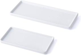 img 4 attached to 🛁 2 Pack Ceramic Bathroom Trays - AUXSOUL Vanity Tray for Sink Storage, Bathtub Organizer for Cosmetics, Tissues, Towel, Soap, Candles, Countertop, Plant, Jewelry - White