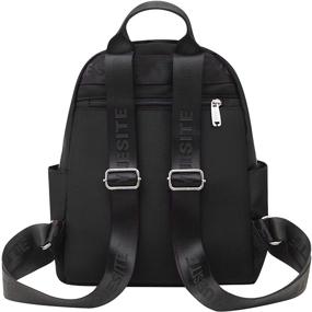 img 1 attached to 🎒 Stylish Leaf Black Backpack Purse for Women – Trendy Fashion Nylon Mom Shoulder Bag, Ideal Medium Size Travel Bag