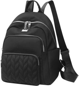 img 3 attached to 🎒 Stylish Leaf Black Backpack Purse for Women – Trendy Fashion Nylon Mom Shoulder Bag, Ideal Medium Size Travel Bag