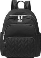 🎒 stylish leaf black backpack purse for women – trendy fashion nylon mom shoulder bag, ideal medium size travel bag logo