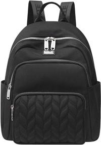 img 4 attached to 🎒 Stylish Leaf Black Backpack Purse for Women – Trendy Fashion Nylon Mom Shoulder Bag, Ideal Medium Size Travel Bag