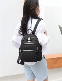 img 2 attached to 🎒 Stylish Leaf Black Backpack Purse for Women – Trendy Fashion Nylon Mom Shoulder Bag, Ideal Medium Size Travel Bag