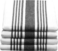 farmhouse black striped dish towels: stylish set of 4 trendy stripes black/white - 100% cotton kitchen towels (16 x 27) logo