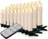 🕯️ set of 12 german battery operated taper led candle lights for christmas and hanukkah, wireless with remote candles. ideal for christmas, party, wedding, birthday, hanukkah, with no/slow/fast flickering логотип