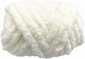 img 3 attached to 🧶 Soft Jumbo Chenille Yarn - Chunky Knit Chenille Yarn Blanket Yarn for Arm-Knit, Crochet, Knitting & Crafting - DIY Chunky Wool Yarn (2 Pack / 57 Yards, White)