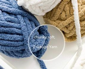 img 2 attached to 🧶 Soft Jumbo Chenille Yarn - Chunky Knit Chenille Yarn Blanket Yarn for Arm-Knit, Crochet, Knitting & Crafting - DIY Chunky Wool Yarn (2 Pack / 57 Yards, White)