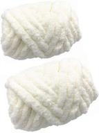 🧶 soft jumbo chenille yarn - chunky knit chenille yarn blanket yarn for arm-knit, crochet, knitting & crafting - diy chunky wool yarn (2 pack / 57 yards, white) logo