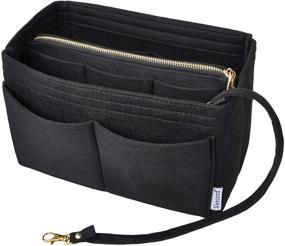 img 4 attached to 👜 Efficient Vercord Felt Organizer Insert for Purse Handbag Tote Bag - Black Large Size: Optimal Bag-in-Bag Solution!