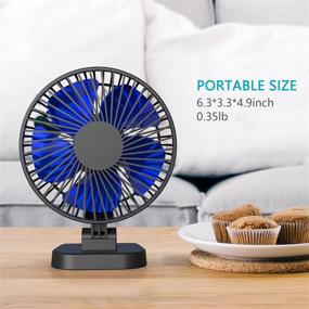 img 2 attached to 💨 Compact USB Desk Fan - Small yet Powerful, Silent Portable Fan - Ideal for Desktop Office Table - 40° Tilt, 3 Speeds - Long 4.9 ft Cord - 4 Inch Size