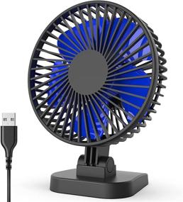 img 4 attached to 💨 Compact USB Desk Fan - Small yet Powerful, Silent Portable Fan - Ideal for Desktop Office Table - 40° Tilt, 3 Speeds - Long 4.9 ft Cord - 4 Inch Size