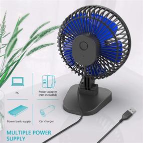 img 1 attached to 💨 Compact USB Desk Fan - Small yet Powerful, Silent Portable Fan - Ideal for Desktop Office Table - 40° Tilt, 3 Speeds - Long 4.9 ft Cord - 4 Inch Size