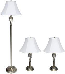 img 4 attached to 🏺 Timeless Elegance: Antique Brass Three Pack Lamp Set - Elegant Designs LC1001-ABS