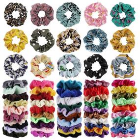 img 4 attached to 🎀 65Pcs Hair Scrunchies: Versatile Velvet, Chiffon, and Satin Hair Bands - Soft Hair Ties for Ponytails and Hair Accessories for Halloween, Thanksgiving, and Christmas Gifts