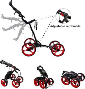 img 2 attached to KXDLR Folding 4 Wheel Golf Push Cart with Umbrella & Cup Holder - Lightweight & Compact Golf Trolley for Golfers/Clubs