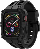 📱 t-engine apple watch band 44mm series 4 series 6/5/se, full protection black tpu rugged sports band for men/women logo