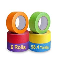 🎨 vibrant colored masking tape - 6 rolls of 295.2 ft x 1 inch painters tape for art crafts, labeling, and diy logo