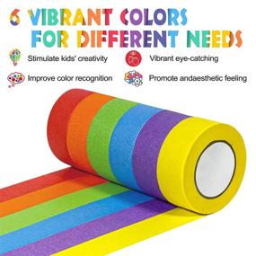 img 3 attached to 🎨 Vibrant Colored Masking Tape - 6 Rolls of 295.2 Ft x 1 Inch Painters Tape for Art Crafts, Labeling, and DIY