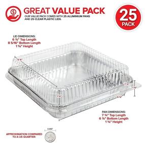 img 3 attached to 🥘 Stock Your Home 8 x 8 Aluminum Foil Pans with Plastic Lids (25 Pack) - Versatile and Convenient Oven Safe Pans with Lids for Cake, Lasagna, Catering, Takeout, and Delivery - Recyclable & Disposable