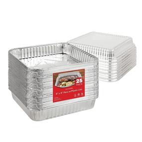 img 4 attached to 🥘 Stock Your Home 8 x 8 Aluminum Foil Pans with Plastic Lids (25 Pack) - Versatile and Convenient Oven Safe Pans with Lids for Cake, Lasagna, Catering, Takeout, and Delivery - Recyclable & Disposable