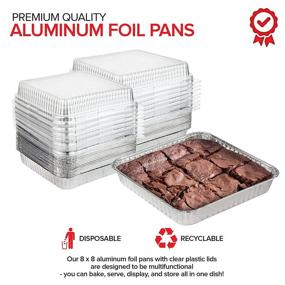 img 2 attached to 🥘 Stock Your Home 8 x 8 Aluminum Foil Pans with Plastic Lids (25 Pack) - Versatile and Convenient Oven Safe Pans with Lids for Cake, Lasagna, Catering, Takeout, and Delivery - Recyclable & Disposable