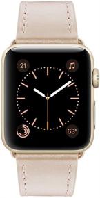 img 4 attached to Ремешок Marge Plus из натуральной кожи для Apple Watch 44 мм/42 мм - золотой/золотой серии 6 5 4 3 2 1, SE.