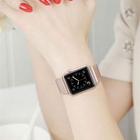 img 2 attached to Ремешок Marge Plus из натуральной кожи для Apple Watch 44 мм/42 мм - золотой/золотой серии 6 5 4 3 2 1, SE.